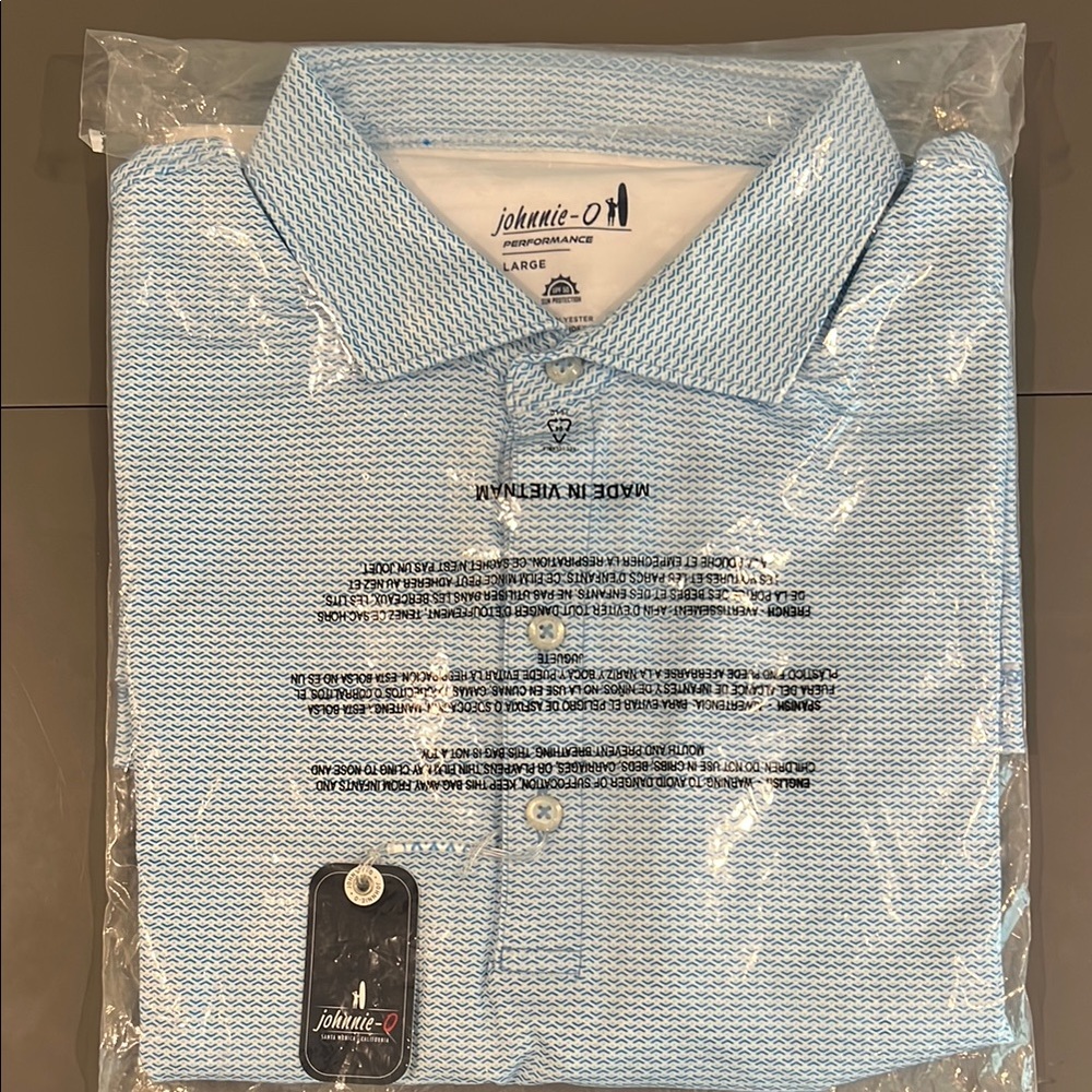 Johnnie-O Blue Nadal Print Performance Polo Size Large